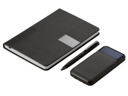 Lettertone Подарочный набор "Tesla" с блокнотом А5, ручкой и пауэрбенком на 10 000 mAh, черный