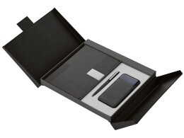 Lettertone Подарочный набор "Tesla" с блокнотом А5, ручкой и пауэрбенком на 10 000 mAh, черный