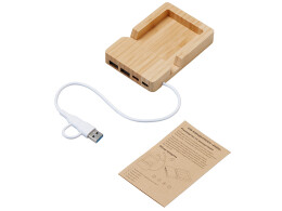 Разное USB хаб «Memo», 2*USB, 2*Type C, бамбук