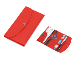 Разное Органайзер для документов на кнопке с отделением для купюр и ручки, упаковка в индивидуальный пакет, красный/серый