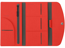 Разное Органайзер для документов на кнопке с отделением для купюр и ручки, упаковка в индивидуальный пакет, красный/серый