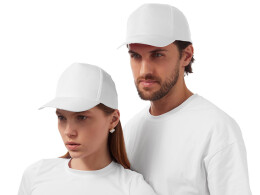 US Basic Бейсболка "Poly" 5-ти панельная 120 гр, белый (P)