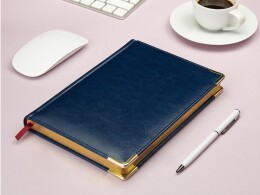 Bruno Visconti Ежедневник А5 датированный «Sidney Nebraska» 2026, синий (золотой обрез, золотые уголки)