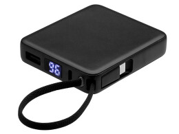 Evolt Внешний аккумулятор со встроенным кабелем USB-C «Дэнси», 5000 мАч, черный