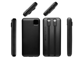 Evolt Внешний аккумулятор со встроенными кабелями «Фрэйм», 10000мач, черный