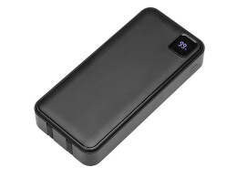 Evolt Внешний аккумулятор со встроенными кабелями «Фрэйм Про», быстрая зарядка, 20000мач, черный