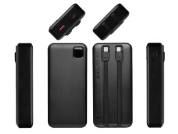 Evolt Внешний аккумулятор со встроенными кабелями «Фрэйм Про», быстрая зарядка, 20000мач, черный