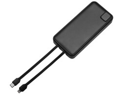 Evolt Внешний аккумулятор со встроенными кабелями «Фрэйм Про», быстрая зарядка, 20000мач, черный