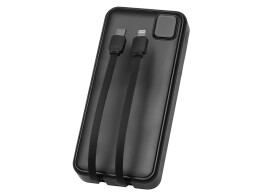 Evolt Внешний аккумулятор со встроенными кабелями «Фрэйм Про», быстрая зарядка, 20000мач, черный