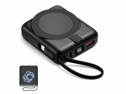 Evolt Магнитный беспроводной внешний аккумулятор c подсветкой лого «Энчант», 10000 мАч, черный