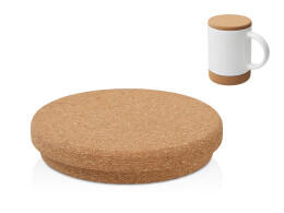 Разное Кружка 450 мл с пробковым дном с крышкой "Корк & Бон", белый