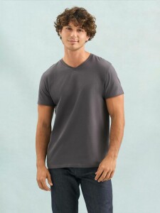 Sol's Футболка унисекс Regent с V-образным вырезом, темно-серая