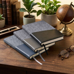 Enote Ежедневник недатированный DENIM, серый, формат А5, блок в линейку