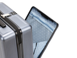 Torber Чемодан TORBER БАЙКАЛ, тёмно-серый металлик, поликарбонат, 37,5 x 20 х 54 см, 37 л