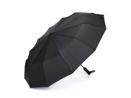 Torber Зонт складной мужской TORBER, автомат, 3 сложения, черный, каркас сталь/файбергласс, эпонж, пластиковая ручка, диаметр 103 см