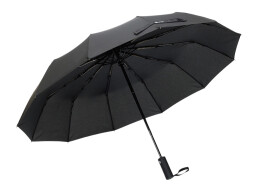 Torber Зонт складной мужской TORBER, автомат, 3 сложения, черный, каркас сталь/файбергласс, эпонж, пластиковая ручка, диаметр 103 см