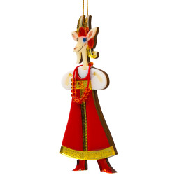 1 Ёлочная игрушка Коза в сарафане (красный с белым)
