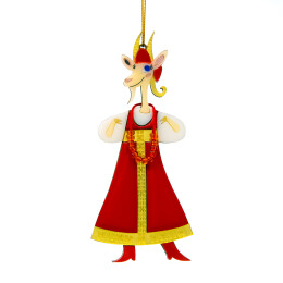 1 Ёлочная игрушка Коза в сарафане (красный с белым)