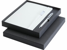 Luxe Набор Legato Elegance из блокнота формата А5 в твердой обложке и ручки-роллера, белый/белый