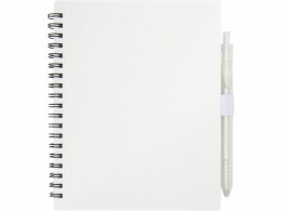 Разное Набор Niove из блокнота из переработанного пластика в мягкой обложке и шариковой ручки (синие чернила) - Белый