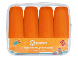 Torber Дорожный набор бутылочек TORBER (4 пр.), силикон, оранжевый