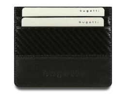 bugatti Портмоне для кредитных карт BUGATTI КОМЕТА | COMET, с защитой данных RFID, черное, натуральная воловья кожа, 10,2х0,2х8,2 см