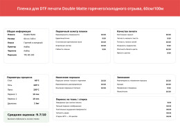 Разное Пленка для DTF печати Double Matte (горячего / холодного отрыва) 60 см х100 м