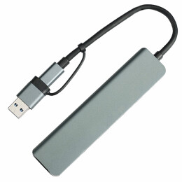 Bizzon USB-хаб STEM 7 в 1, серый, алюминий