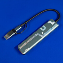 Bizzon USB-хаб STEM 7 в 1, серый, алюминий