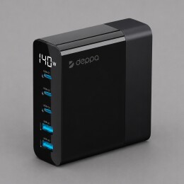 Deppa Зарядная станция 3xUSB Type-C, 2xUSB, PD, QC, 140Вт, черный, Deppa