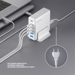 Deppa Зарядная станция 4xUSB Type-C, 2xUSB, PD, QC, 160Вт, белый, Deppa