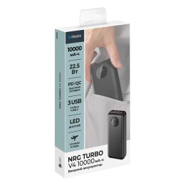 Deppa Внешний АКБ NRG Turbo V4 10000 мА-ч, дисплей, черный, Deppa
