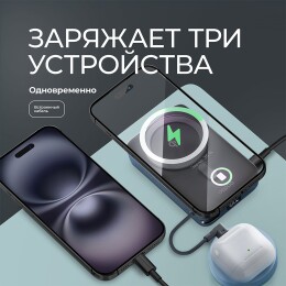 Deppa Внешний АКБ NRG MageSafe QI2 10000 мА-ч, 15Вт QI, серый, Deppa