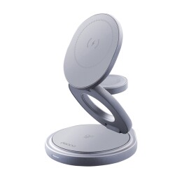 Deppa Беспроводная зарядная станция 3 в 1 MagSafe Rotation QI складная, графит, Deppa