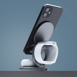 Deppa Беспроводная зарядная станция 3 в 1 MagSafe Rotation QI складная, графит, Deppa