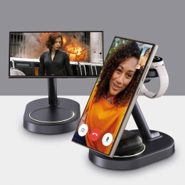 Deppa Беспроводная зарядная станция 3 в 1 MagSafe QI2 NEO Galaxy, черная, Deppa