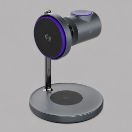 Deppa Беспроводная зарядная станция 3 в 1 QI2.2 Max Power, Серая, Deppa