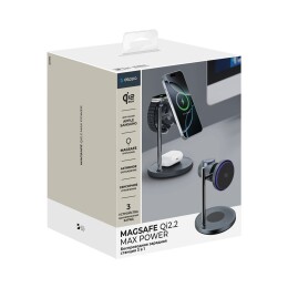 Deppa Беспроводная зарядная станция 3 в 1 QI2.2 Max Power, Серая, Deppa