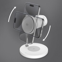 Deppa Беспроводная зарядная станция 3 в 1 QI2.2 Max Power, Белая, Deppa