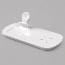 Deppa Зарядная станция 3 в 1: iPhone, Apple Watch, Airpods, беспроводная, 17,5 Вт, белая, Deppa