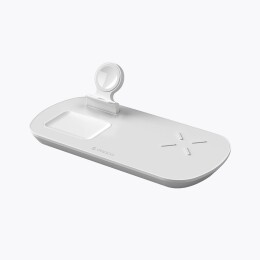 Deppa Зарядная станция 3 в 1: iPhone, Apple Watch, Airpods, беспроводная, 17,5 Вт, белая, Deppa