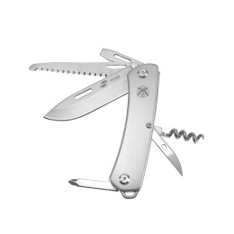 Stinger Нож перочинный Stinger, 103 мм, 10 функций, материал рукояти нержавеющая сталь (серебристый), в картонной коробке