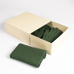Happy gifts Набор подарочный Green Christmas: шапка, варежки, перчатки в коробке 
