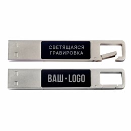  USB-Flash накопитель "Jeebs" (флешка 64 Гб) с подсветкой логотипа (серебристый)