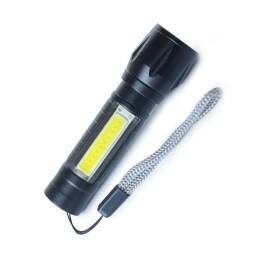  Фонарь светодиодный с USB-зарядкой, боковой лампой и стробоскопом, "Damon", черный (черный)