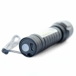 Фонарь светодиодный с USB-зарядкой, боковой лампой и стробоскопом, "Damon", черный (черный)