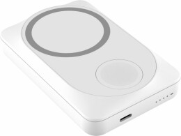  Беспроводная зарядная станция "White" 2в1 для Apple/Apple watch с покрытием Soft Touch, 10000 Mah (Белый)