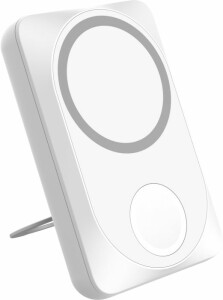  Беспроводная зарядная станция "White" 2в1 для Apple/Apple watch с покрытием Soft Touch, 10000 Mah (Белый)