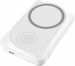  Беспроводная зарядная станция "White" 2в1 для Apple/Apple watch с покрытием Soft Touch, 10000 Mah (Белый)