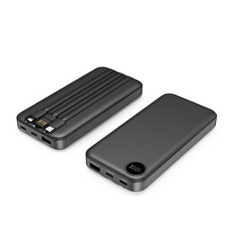 mid-oceangift Зарядное устройство "Форт" 10000 mAh с подсветкой логотипа, встроенными кабелями и цифровым индикатором заряда